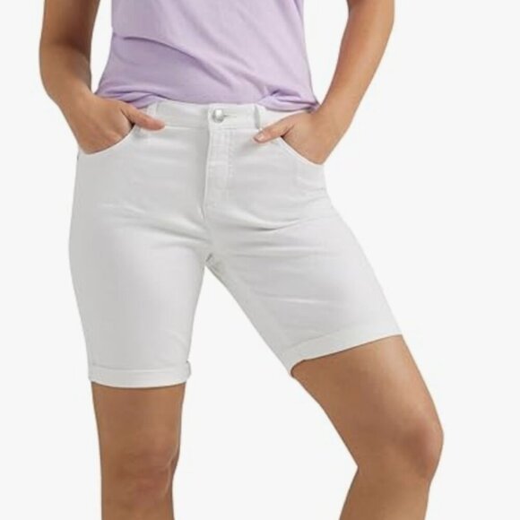 NWT Lee Women's Legendary Rolled Denim Bermuda Short, white, 4 - Picture 4 of 4